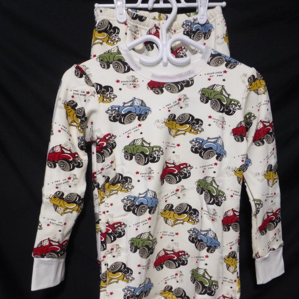 HOSHER & OSHER, size 12, boy's 2 piece car print pajama set Imperfections NWOT